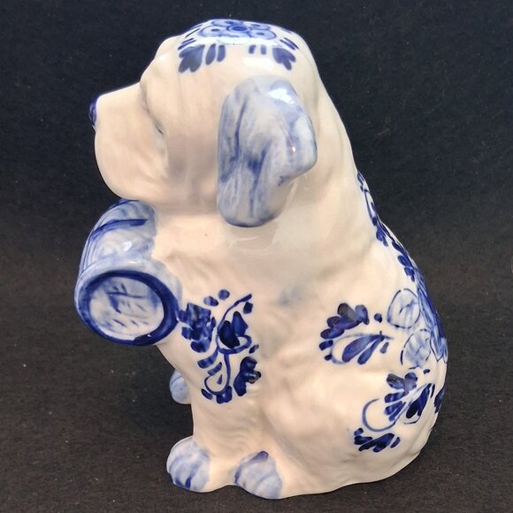 Vintage Delft Blue Ceramic Dog Coin Bank – Hand Painted Blue & White Collectible - Picture 4 of 12